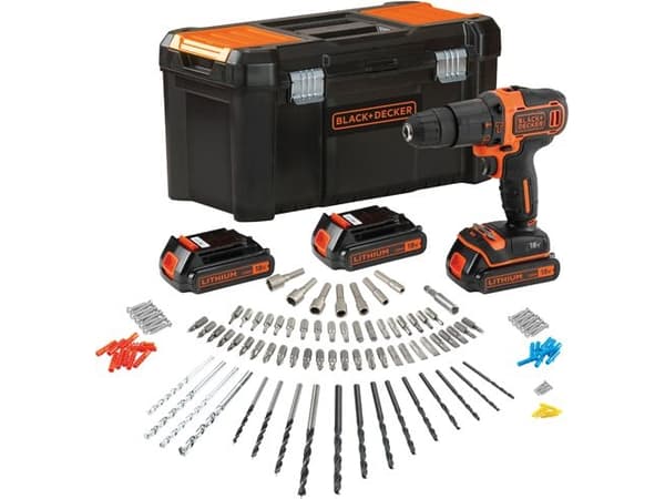 Black & Decker BDCHD181B3A, Boremaskin med pistolgrep, 1 cm, 2,5 cm, 1 cm, 1 cm, 360 RPM