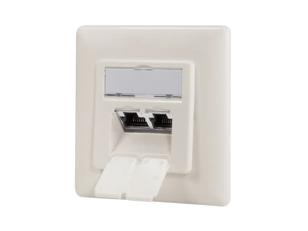 LogiLink Cat.6A verkkopistorasia UP2x RJ45 suojattu, puhtaan valkoinen