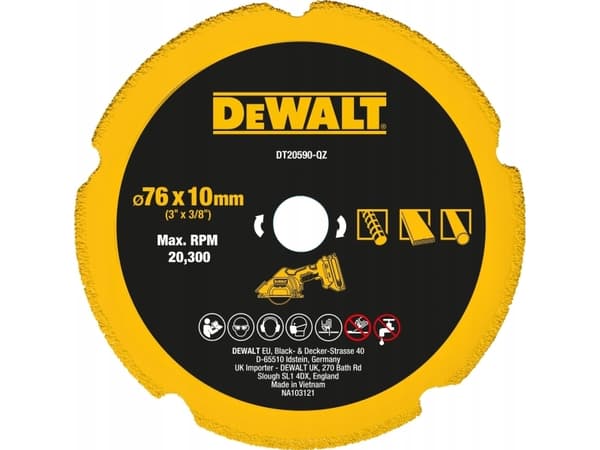 slipskiva med diamantkorn 76mm DeWALT [DT20590-QZ] för skuggning av gipsskivor, metall
