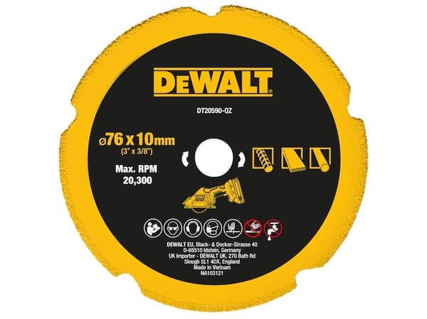 slipskiva med diamantkorn 76mm DeWALT [DT20590-QZ] för skuggning av gipsskivor, metall