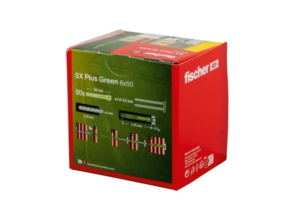 Fischer 567808, Expansionsankare, Autoklaverad lättbetong, Tegel, Betong, Gipsskiva, Murverk, Grön, Tyskland, 6 mm, 50 mm