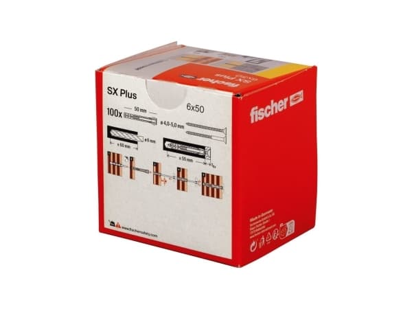 Fischer 568106, Ekspansjonsanker, Lettbetong, Murstein, Betong, Gipsfiberplate, Murverk, Nylon, Grå, Tyskland, 6 mm