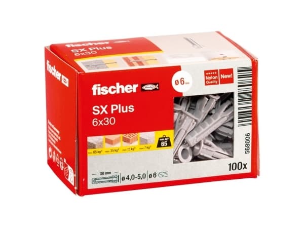 Fischer 568006, Expansionsankare, Autoklaverad lättbetong, Tegel, Betong, Gipsblock, Murverk, Nylon, Tyskland, 6 mm, 30 mm