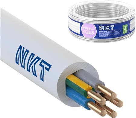 NKT Installationskabel, halogenfri, 5G2,5 mm2 EXQ XTRA Dca vit 300/500V ring 50m - (50 meter)