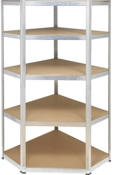 TOOLCRAFT KPW77 Lagereol hjørnemodul 175 kg (B x H x T) 700 x 1800 x 700 mm Metal, MDF Forzinket, Sølv Trægulv