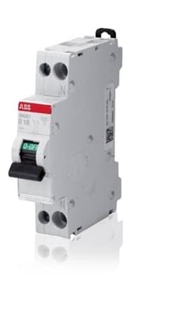 ABB Circuit Breakers - MCB 6A C-karakteristik, 1 pol + neutral, 6kA kortslutningsbrytförmåga, 230/400v AC, , 18mm bred