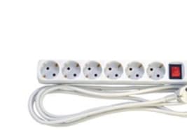 uttag Schuko, 6 uttag med strömbrytare, vit, 3 m