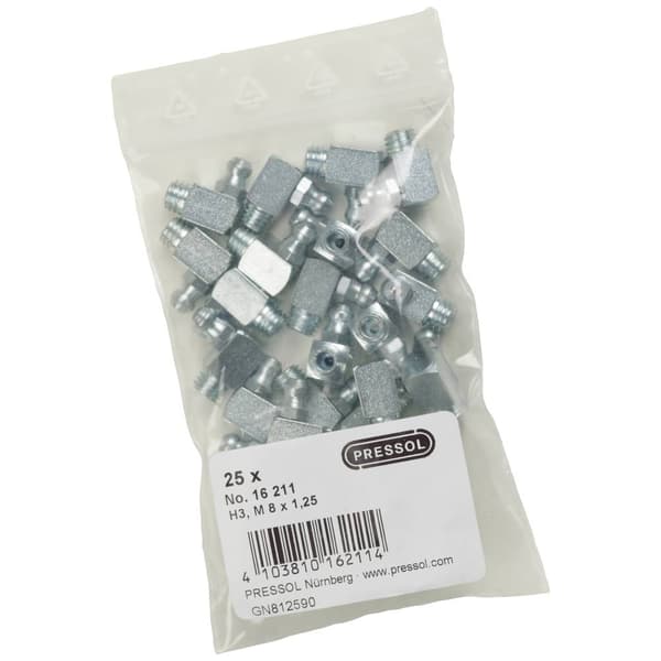 Pressol Smörjnipplar H3-90°, M 8 x 1,25-VZ 25 st