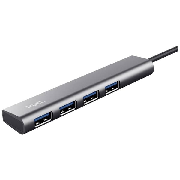 Trust Halyx-4-port 1+4 Port USB 3.1 Gen 1 hubb Mörkgrå