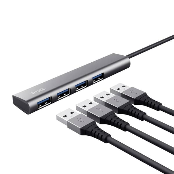 Trust Halyx-4-port 1+4 Port USB 3.1 Gen 1 hubb Mörkgrå