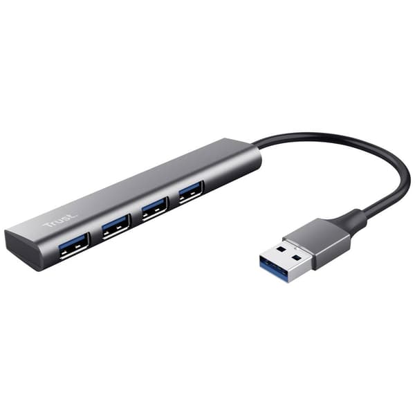 Trust Halyx-4-port 1+4 Port USB 3.1 Gen 1 hubb Mörkgrå