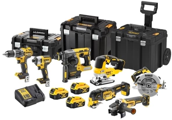 DeWalt DCK755P3T-QW-työkalusarja (DCD796 + DCF887 + DCH273 + DCG405 + DCS570 + DCS334 + DCS355); 18 V; 3x5,0 Ah akku.
