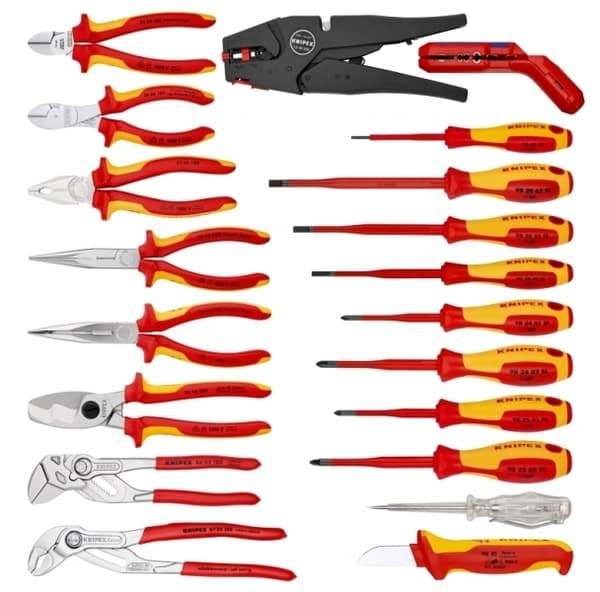 Knipex 2120, Svart, Metallisk, Röd, Gul, 400 mm, 200 mm, 190 mm, 7,45 kg, 20 verktyg