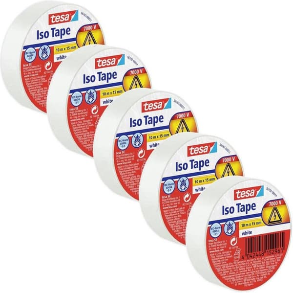 Isoleringstape sæt Iso Tape 15 mm x 10 m 5 ruller hvid (56192-00503-23)