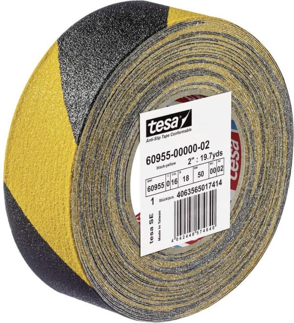 tesa ANTI-SLIP 60955-00000-01 halkskyddstejp ® svart/gul (L x B) 18 mx 50 mm 1 st (60955-00000-01)