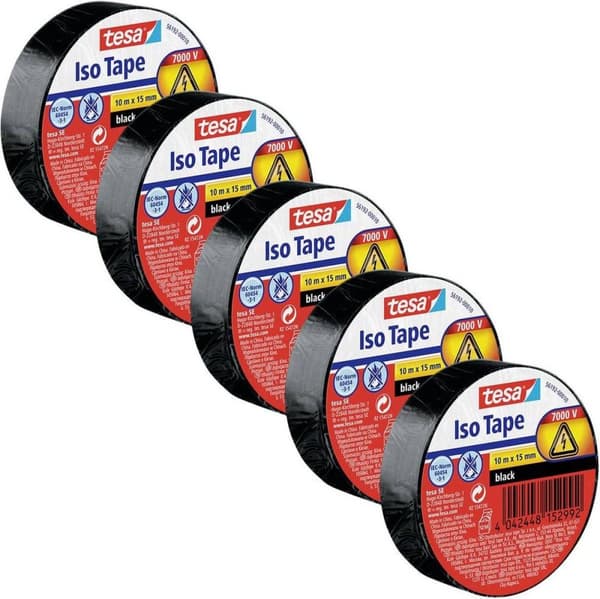 Isoleringstape sæt Iso Tape 15 mm x 10 m 5 ruller sort (56192-00502-23)