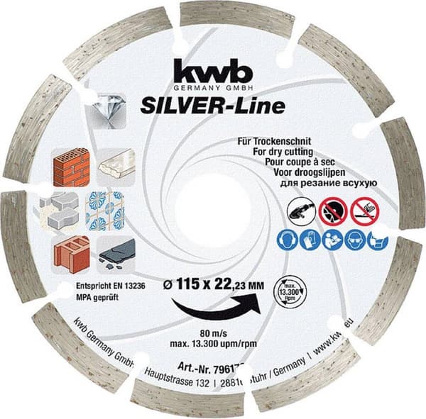 kwb 796570 diamantskæreskive diameter 125 mm borediameter 22 mm 1 stk (796570)