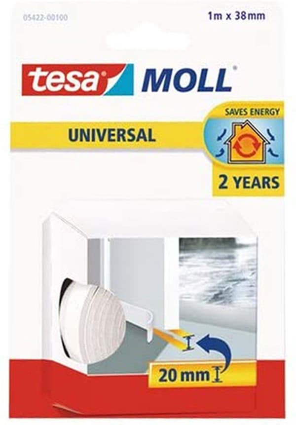 tesamoll UNIVERSAL oventiivisteen tiivistenauha valkoinen 38,0 mm x 1,0 m 1 kpl (05422-00100-01)