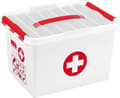 Miniatyrbild 1 av 4: helit förvaringsbox "the q-line" - första hjälpen, 22 liter mått: (B)400 x (D)300 x (H)260 mm, tillverkad av vit plast, - 1 st (H6164805)