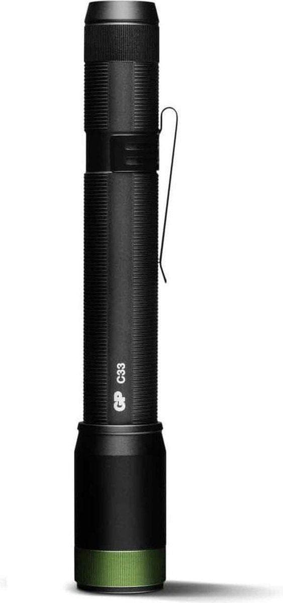 GP-taskulamppu C33 sivussa olevalla LED-palkilla 150 lumenia IPX4 - roisketiivis (260GPACT0C33000) musta, Vihreä