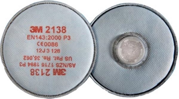 3M pyöreä hiukkassuodatin aktiivihiilellä P3R 2138 EN143 f.Art.nr.4000370680/-690 3M 2 kpl per laatikko (70071091717)