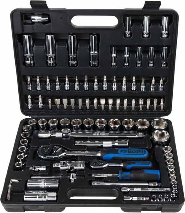 KS TOOLS 1/4" + 1/2" CHROMEplus hylsnyckelsats, 96 st. (918.0796)