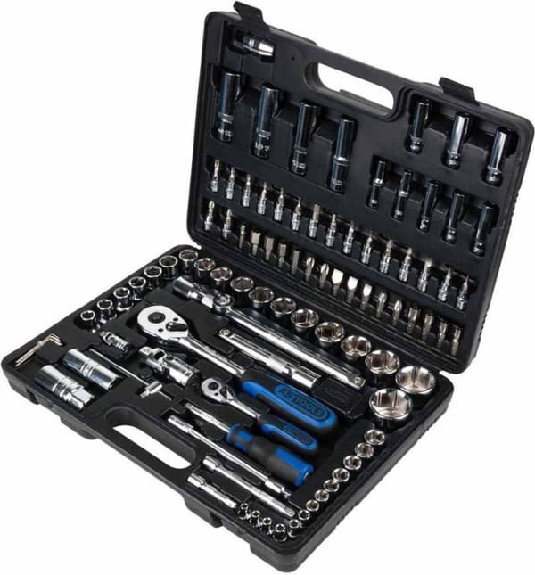 KS TOOLS 1/4" + 1/2" CHROMEplus hylsnyckelsats, 96 st. (918.0796)