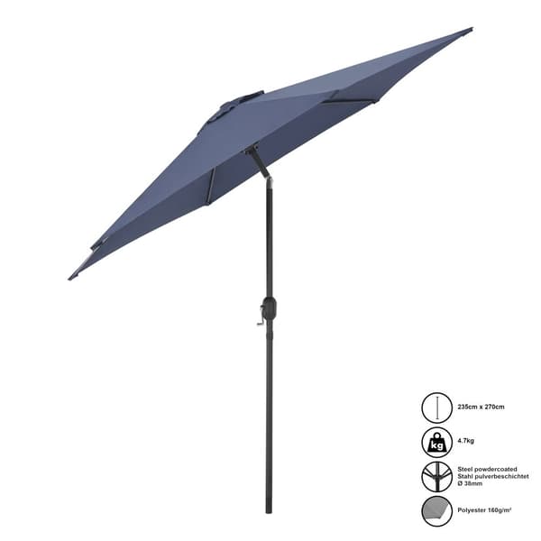 Parasoll Altino 270x235 cm marinblå stål [casa.pro]