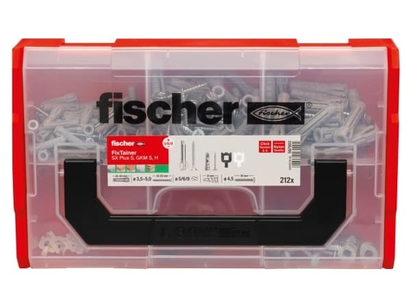 Fischer 567903, Kit med skruv och väggplugg, Autoklaverad lättbetong, Tegel, Betong, Gipsblock, Gipsskivor, Tyskland, 128 styck, 50 x Expansion plug