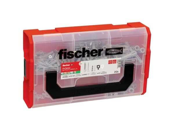 Fischer 567903, Kit med skruv och väggplugg, Autoklaverad lättbetong, Tegel, Betong, Gipsblock, Gipsskivor, Tyskland, 128 styck, 50 x Expansion plug