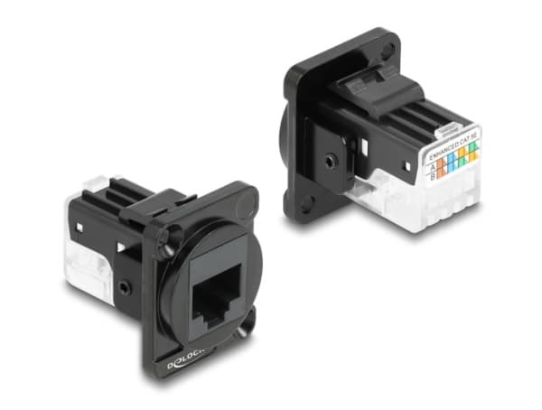 Delock - D-Type - network socket mechanism - RJ 45 - 1 nätverksuttag - svart