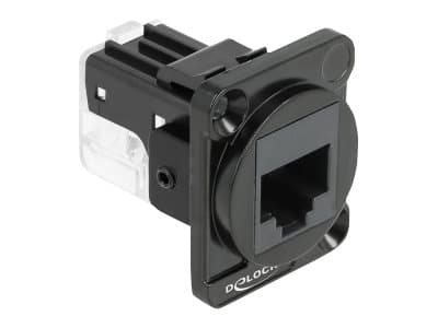 Delock - D-Type - network socket mechanism - RJ 45 - 1 nätverksuttag - svart