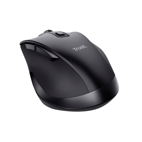 Trust FYDA Ergonomisk mus Trådlös Optisk Svart 6 Knappar 2400 dpi Ergonomisk, Laddningsbara