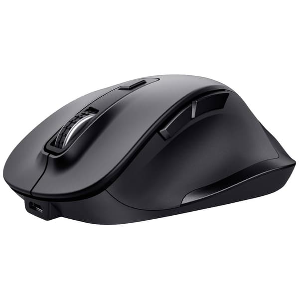 Trust FYDA Ergonomisk mus Trådlös Optisk Svart 6 Knappar 2400 dpi Ergonomisk, Laddningsbara