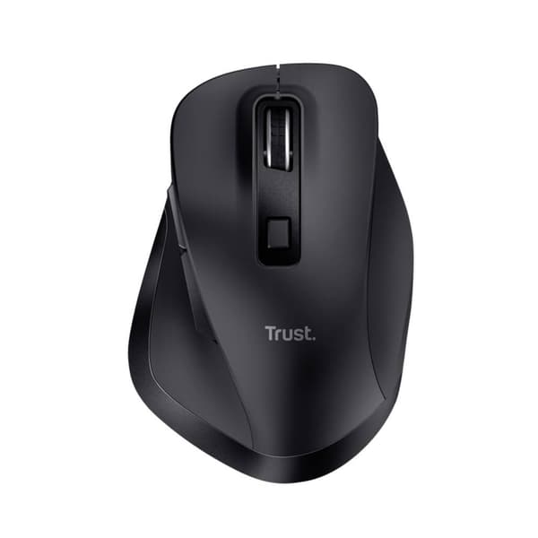 Trust FYDA Ergonomisk mus Trådlös Optisk Svart 6 Knappar 2400 dpi Ergonomisk, Laddningsbara Svart
