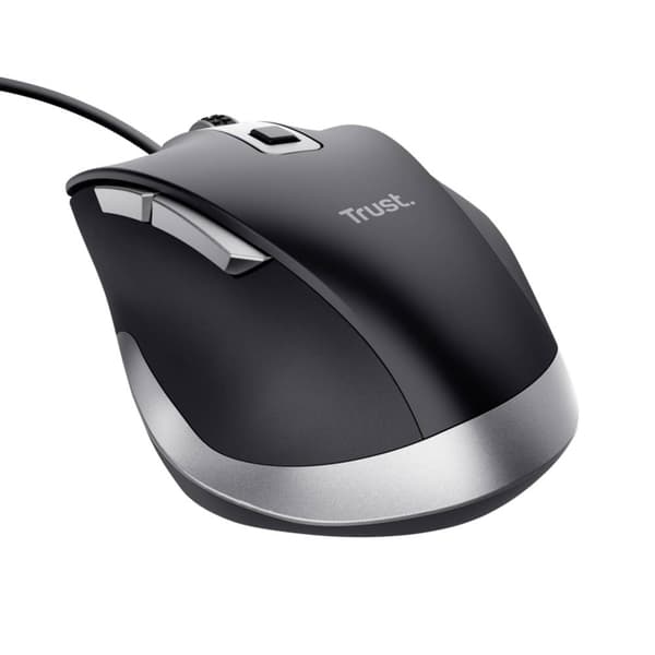 Trust FYDA Ergonomisk mus Sladd Optisk Svart 6 Knappar 5000 dpi Ergonomisk