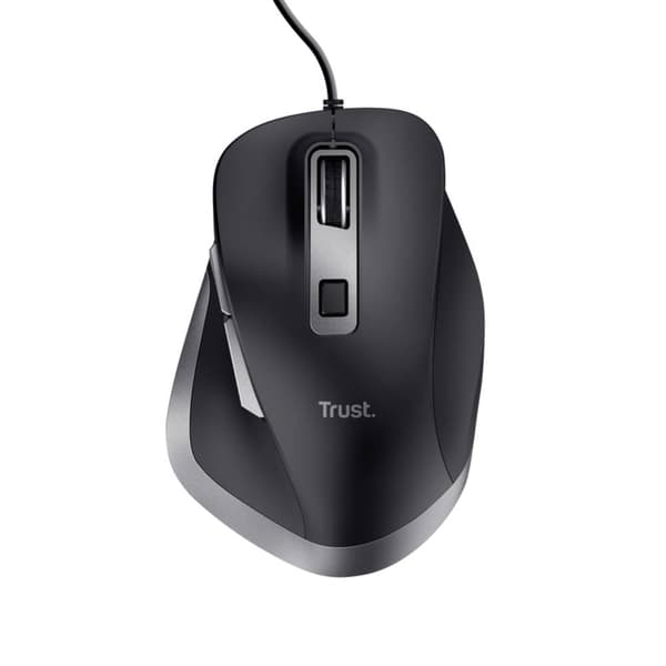 Trust FYDA Ergonomisk mus Sladd Optisk Svart 6 Knappar 5000 dpi Ergonomisk