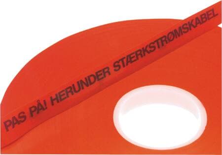 GM PLAST Markeringsbånd Orange 0,15 x 40 mm ”Giv Agt ! Herunder Fiberkabel”, 100 meter rulle. - (100 meter)
