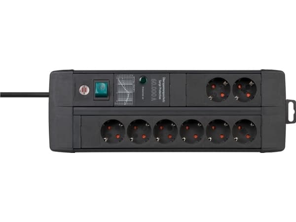Brennenstuhl 1256000698, 3 m, Sisätila, Kulmikas, IP20, Musta, 8 AC-pistorasia(a)