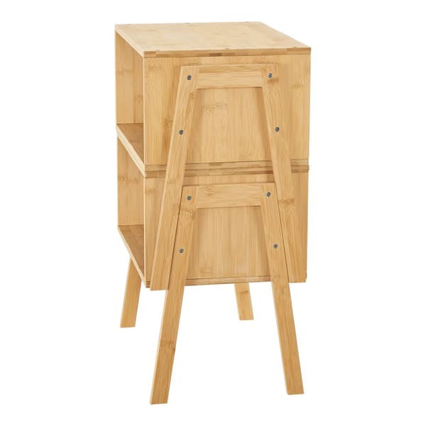 Sängbord Vinderup set om 2 stapelbar bambu 42x43,5x29 cm [en.casa]