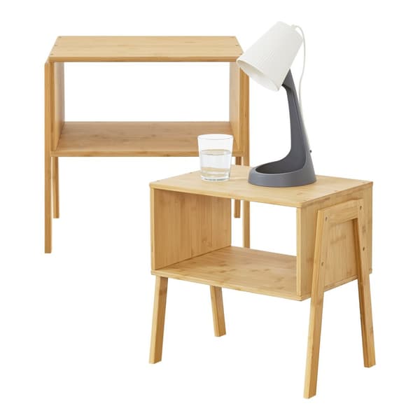 Sängbord Vinderup set om 2 stapelbar bambu 42x43,5x29 cm [en.casa]
