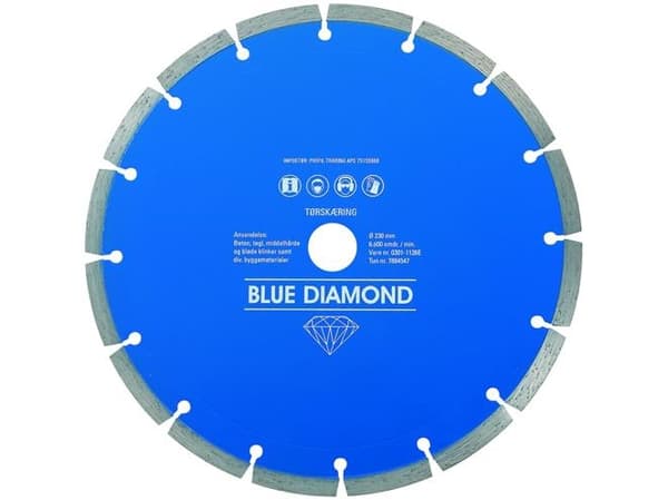 Carat Uni. klinge Ø125mm - Blue Diamond diamant, 10mm segment, tørskæring