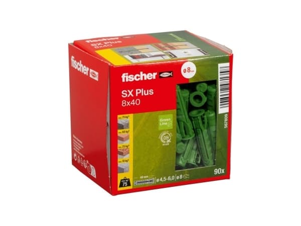 Fischer 567809, Ekspansjonsanker, Lettbetong, Murstein, Betong, Gipsblokk, Murverk, Grønn, Tyskland, 8 mm, 40 mm