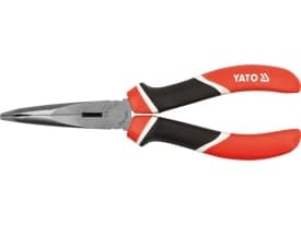 Yato YT-1946, Bøyd nesetang, Kromvanadiumstål, Polypropylen (PP), Termoplastisk gummi (TPR), Sort, Rød, 200 mm