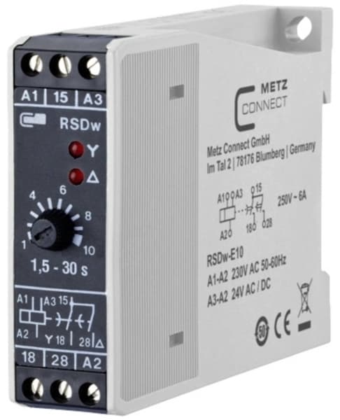METZ CONNECT RSDw-E10, Svart, Grön, 24 V, 230 V, 22,5 x 90 x 70 mm, 150 g, -10 - 50 ° C