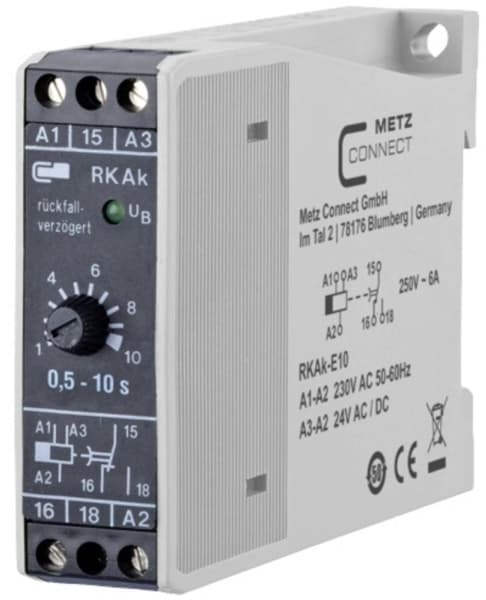 Metz Connect 110304412003 RKAk-E10 Tidsrelä ##### Avstängningsfördröjning 230 V/AC 1 st 1 x växelkontakt