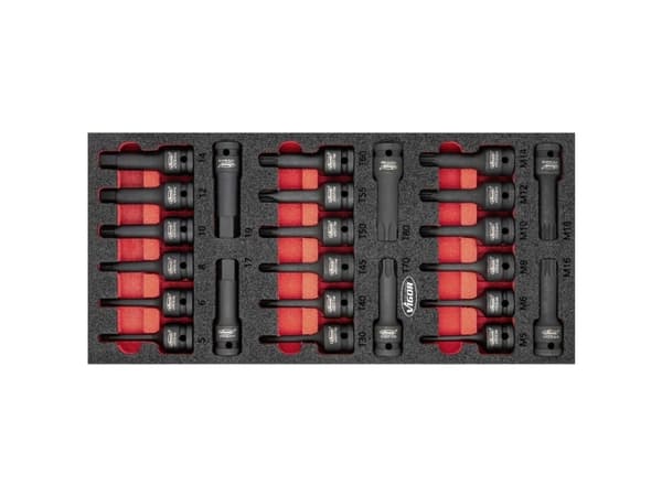 Vigor V5603 ##### Sisäpuolinen T-profiili, monihampainen (XZN), Unbrako Iskevä hylsysarja 24 kpl 1/2 (12,5 mm)