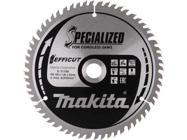 MAKITA Efficut 190x20x1,85mm 60T-skiva för träskärmning