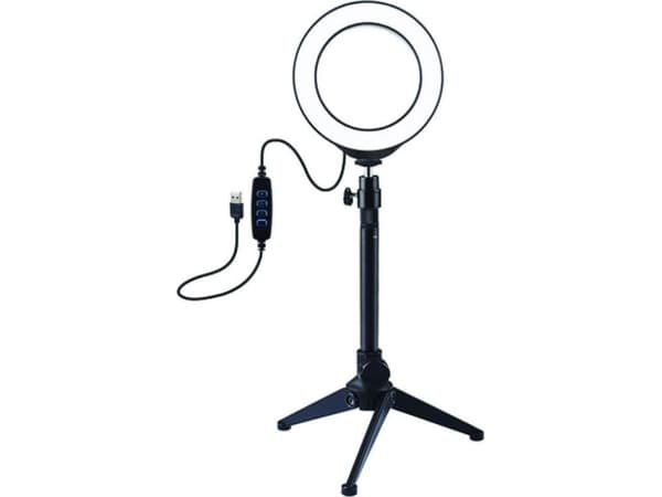 Puluz LED ringlampe 12 cm, med stativ bordstativ opp til 24,5 cm, USB (PKT3031)