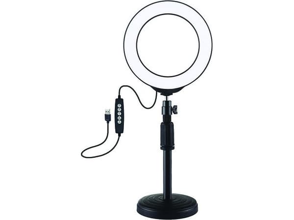 Puluz LED ringlampe 16cm, med stativ opp til 33cm, USB, RGBW